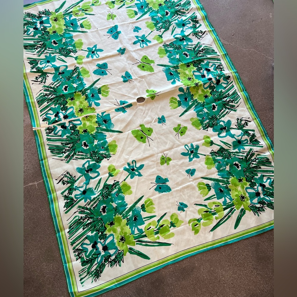 Vintage Vera Neumann floral tablecloth mcm linens retro tablecloth. - Picture 3 of 7